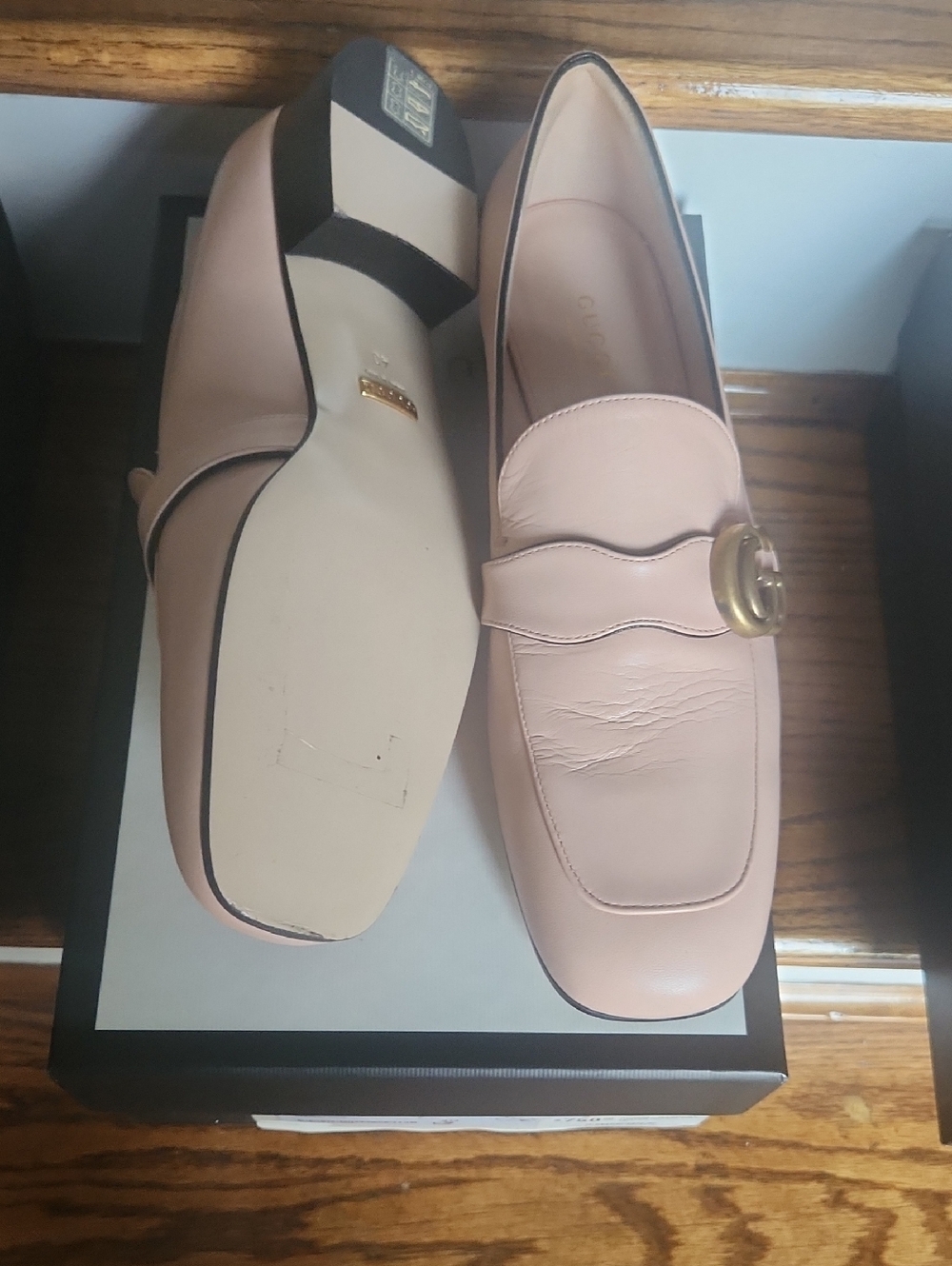 Gucci Pale Pink Leather Horsebit Loafers - Picture 3 of 4